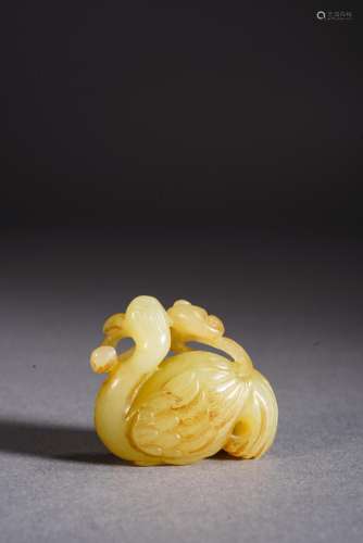 Chinese Yellow Jade Goose Carving