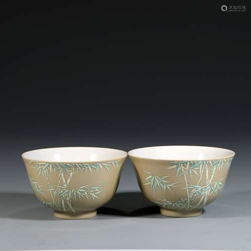 Pair Of Bamboo Bowls, China