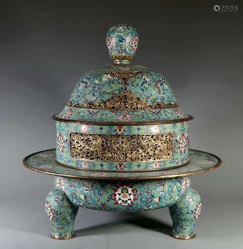 Cloisonne Tripod Furnace, China