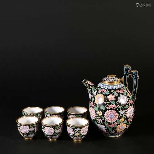 Set Of Bronze Enamel Painting Tea Cups, China
