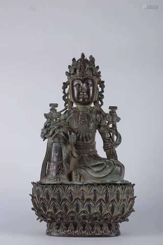 Bronze Sitting Statue Of Guanyin, China