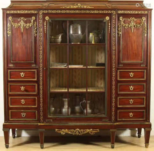 Bronze Gold Gilded Mahogany Wooden Bookcase