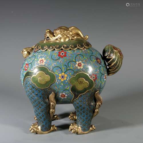 Cloisonne Fortunate Beast Incense Burner, China