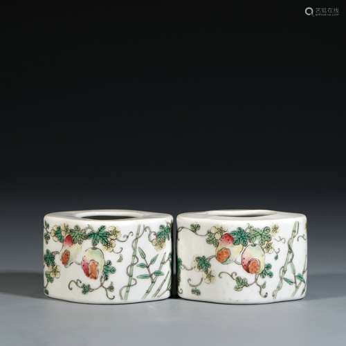 Pair Of Famille Rose Porcelain Water Vessels, China