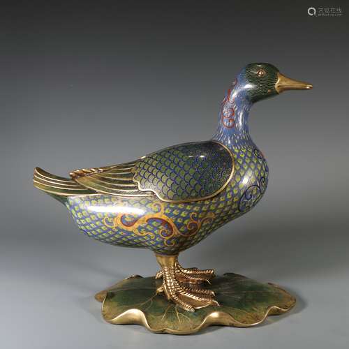 Cloisonne Lotus Duck, China