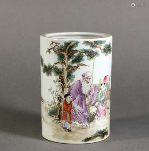 Famille Rose Porcelain Brush Pot, China