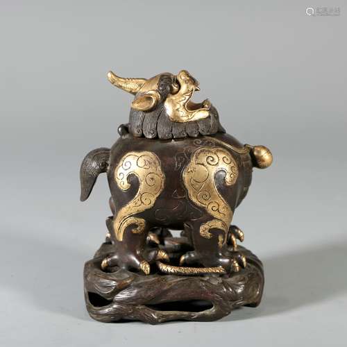 Fortunate Beast Bronze Incense Burner, China