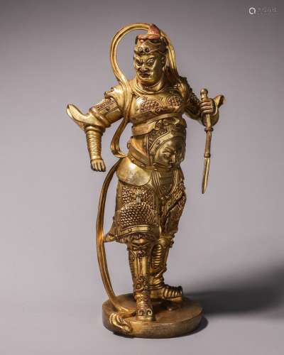 銅鎏金韋陀佛像