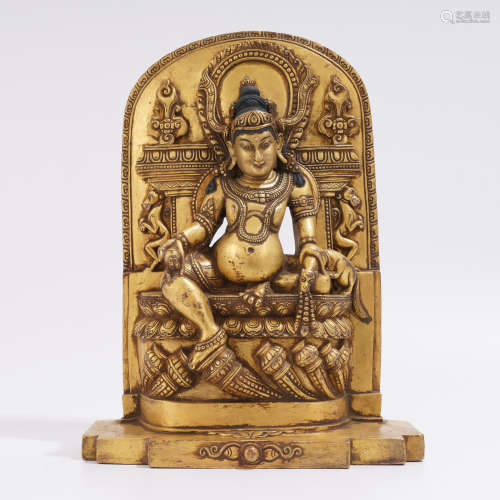Gilt Bronze Figure of Yellow Jambhala