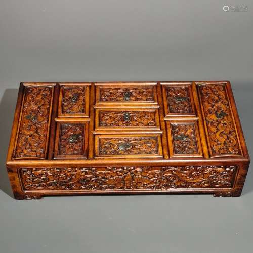 Huanghuali High Relief Wood Box
