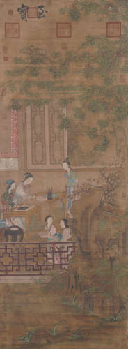 Chinese Figures Painting by Qiu Ying