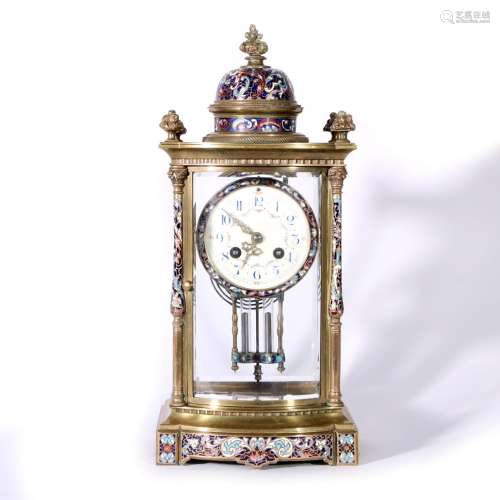 Gilt Bronze Enamel Clock