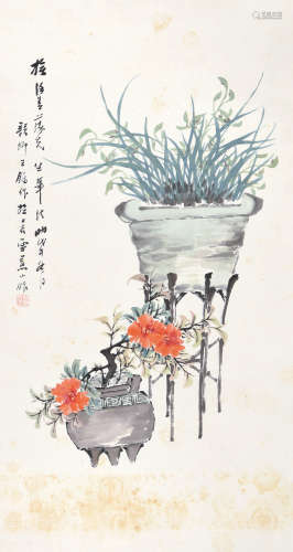 王镛 花卉 纸本立轴