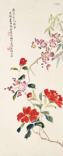 姜妙香、冯金芙 花卉 纸本立轴