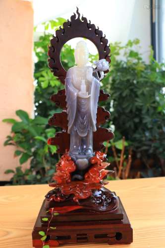 Xinjiang Purple Jade Figure of Guanyin