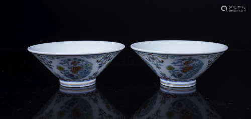 A Pair of Doucai Conical Bowls