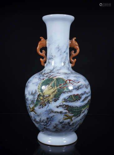 Qianlong Famille Rose Dragon Vase