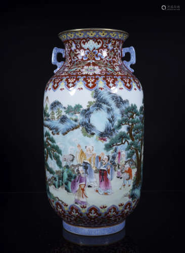 Jiajing Famille Rose Figure Vase