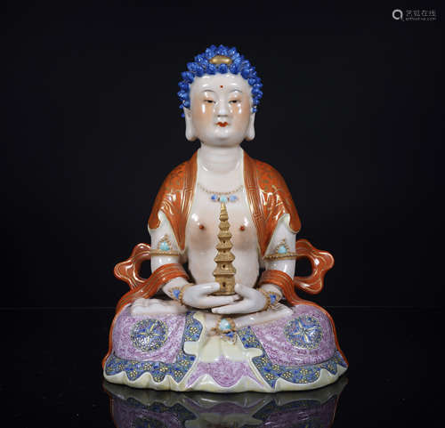 Famille Rose Buddha Figure