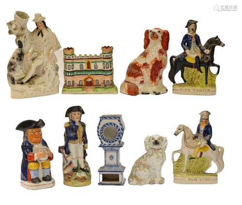 ~A collection of 19th century Staffordshire pottery figures ...