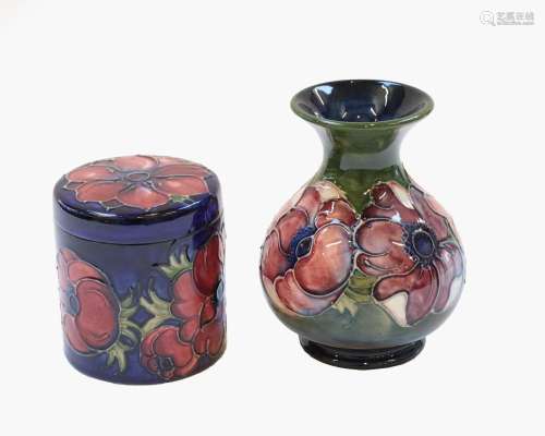 A Moorcroft Anemone pattern jar and cover, together with a M...