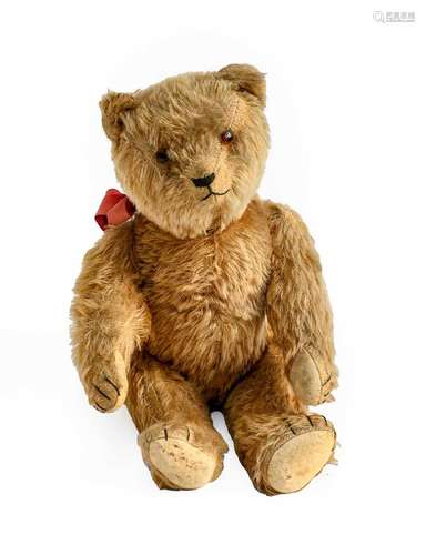 Early 20th Century Apricot Mohair Jointed Teddy Bear, with s...