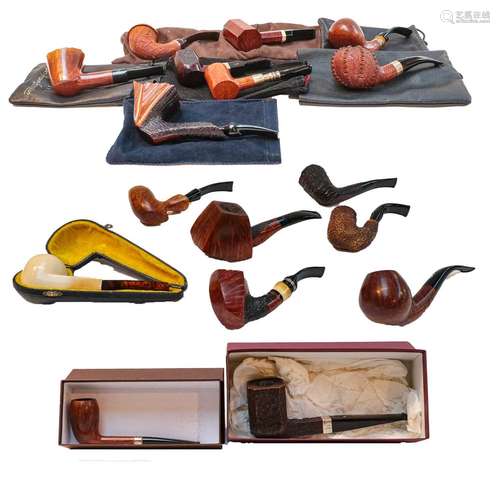 A quantity of briar pipes, some boxed including Dunhill, Nor...