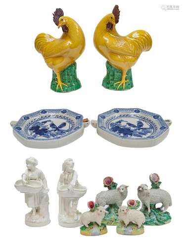 A pair of 20th century Chinese porcelain yellow ground cocke...