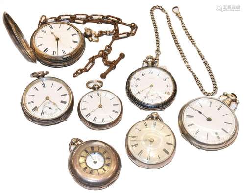 A silver Niello Zenith pocket watch with attached silver cha...