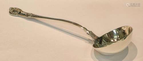 A Victorian silver soup ladle, Queens pattern, engraved with...