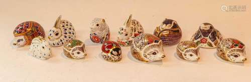 Royal Crown Derby porcelain paperweights of woodland creatur...