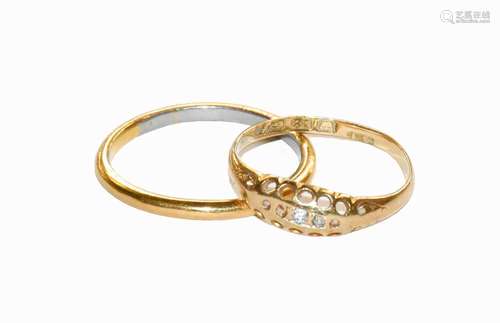 An 18 carat gold diamond five stone ring (out of shape and s...