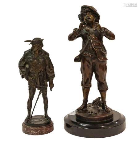 A bronze figure by Emile Louis Picault, and a figure in bron...