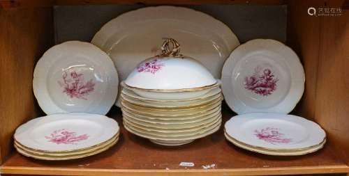A Mintons part dinner service, with ozier moulded borders, g...