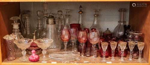 ~ A large quantity of glass including Bohemian and cranberry...