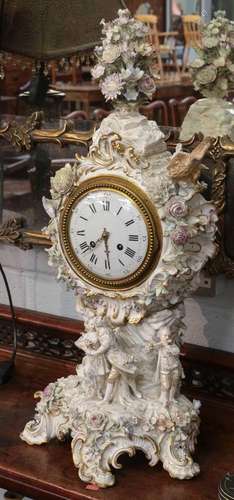 A 19th century Meissen porcelain clock case in Neo Rococo ta...