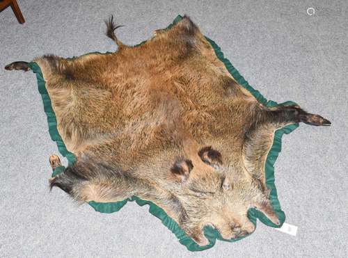 Hides/Skins: A European Wild Boar Skin Rug (Sus scrofa), cir...