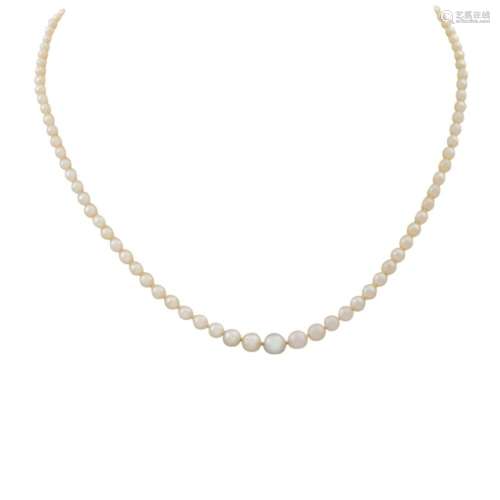 Art Déco Perlenkette mit Diamantschließe,