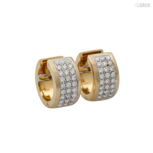 Paar Creolen mit Brillanten zus. ca. 1,08 ct,