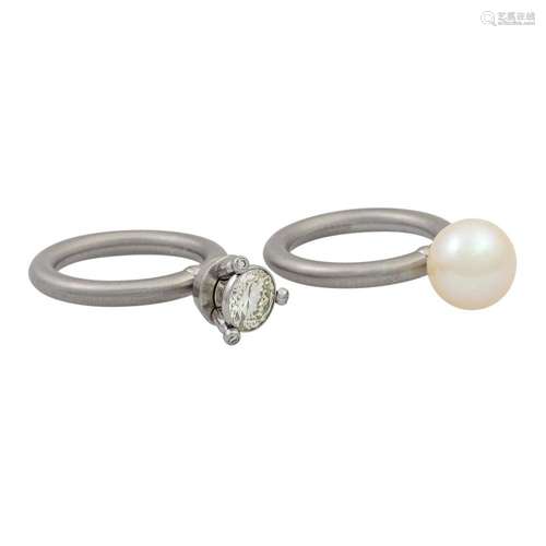 PUR Ringset 2-teilig mit Brillant von ca. 1,1 ct,