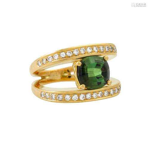 Ring mit Turmalin und Brillanten von zus. ca. 0,5 ct