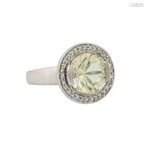 Ring mit Lemonquarz und kleinen Brillanten von zus. ca. 0,3 ...