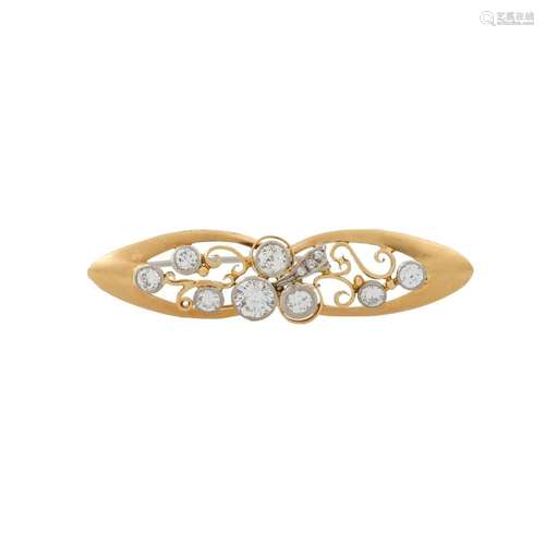 Brosche mit Diamanten von zus. ca. 1,31 ct (punziert),