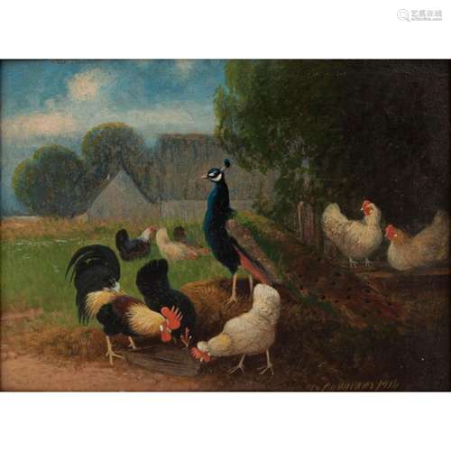 SCHEUERER, OTTO (1862-1934), "Pfau und Hühner hinter de...