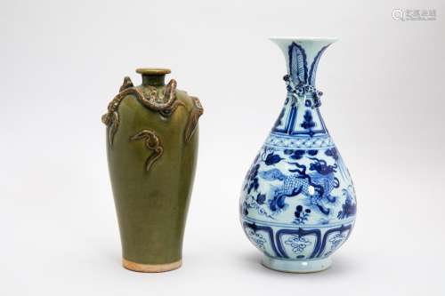 TWO CHINESE CERAMIC VASES