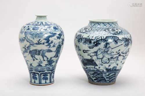 TWO BLUE AND WHITE PORCELAIN VASES