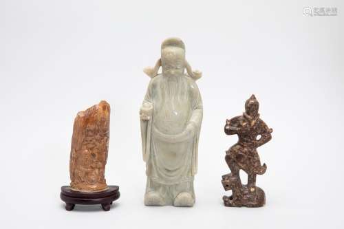 FOUR CARVED ORIENTAL FIGURES