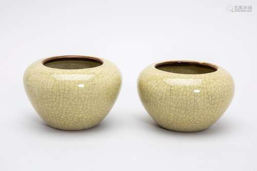 A PAIR OF CRACKLE GLAZED VASES