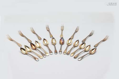 A PART SET OF FRENCH SILVER FLATWARE