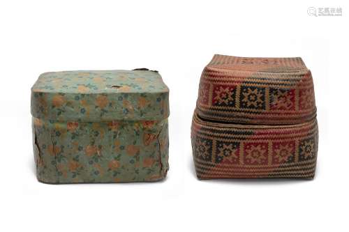 TWO LARGE HANDWOVEN BOXES